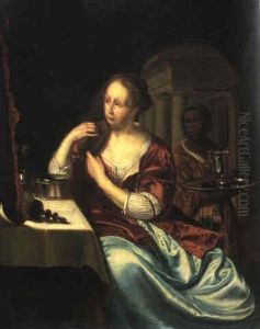 Dame Bei Der Toilette