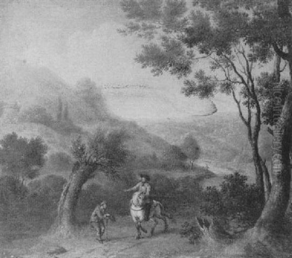 Landscape With Horseman In The Foreground, A Distant        Landscape Beyond - view 1
