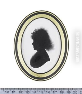 A Lady, Profile To The Left, Wearing Fichu And Ribbon Bow In Her Curled Hair by John Miers