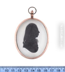 A Silhouette Of A Gentleman, Profile To The Right, Wearing Coat, Stock And Cravat, His Wig Tied With A Ribbon Bow