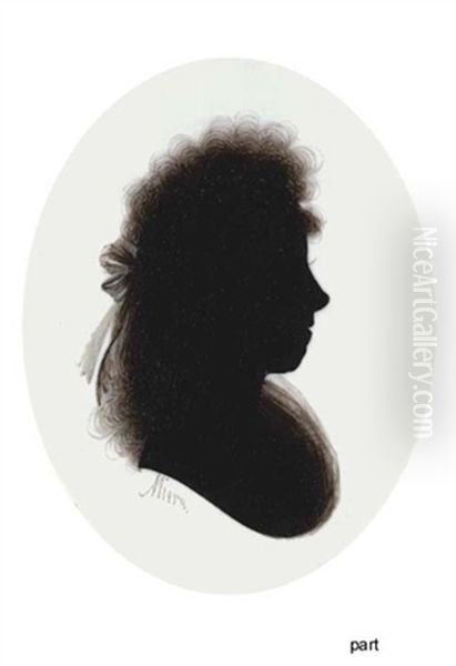 Silhouettes Of Lady Wearing Falling Headgear (+ Another, On Ivory, Smllr; 2 Works) - view 1