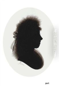 Silhouettes Of Lady Wearing Falling Headgear (+ Another, On Ivory, Smllr; 2 Works) by John Miers