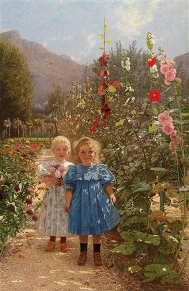 Two Girls In A Blossoming Garden - view 1