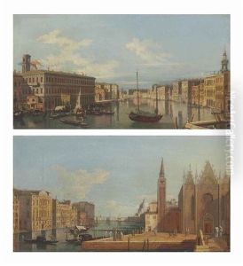 The Grand Canal, Venice, Looking North From The Rialto Bridge; And The Grand Canal, Venice, From Santa Maria Della Carita To The Bacino Di San Marco by Giovanni Migliara