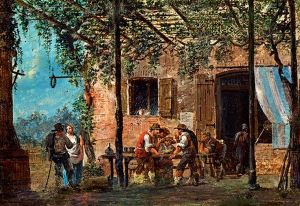 Under The Arbour (playing Morra) by Giovanni Migliara