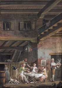 Collation Devant Une Auberge (+ Soldats Jouant Aux Cartes Dans Une Salle De Garde ; 2 Works) by Giovanni Migliara
