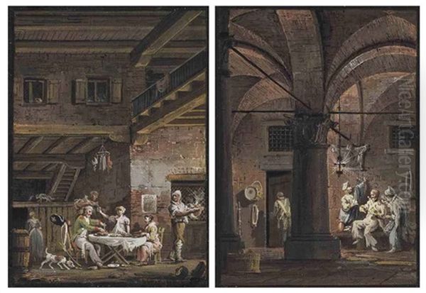 Two Scenes Of Life In The City Guard (pair) - view 1
