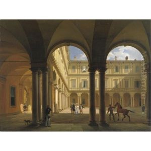 Veduta Del Cortile Dell'i, R. Palazzo Del Governo by Giovanni Migliara
