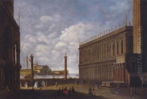 Vue De La Place St Marc Et De La Douane by Giovanni Migliara