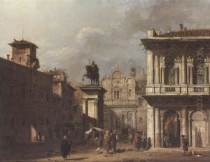 Venezianisches Capriccio Mit Der Markusbibliothek, Der Scuola Di San Marco Und Einem Reiterdenkmal Venezianisches Capriccio Mit Der Markusbibliothek, Der Scuola Di San Marco Und Einem Reiterdenkmal