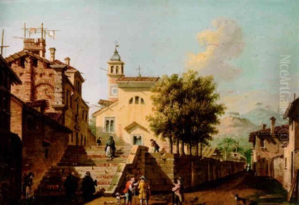 A Street Scene In An Italian Town - view 1