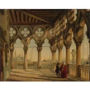 View From The Porch Of The Palazzo Ducale, Venice, Towards San Giorgio Maggiore by Giovanni Migliari
