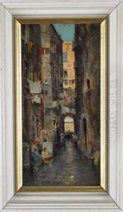 Market Scene With Figures by Vincenzo Migliaro