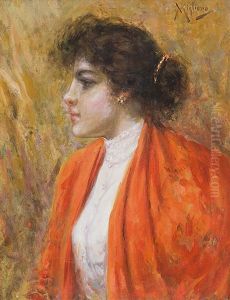 Ragazza Con Scialle Arancio