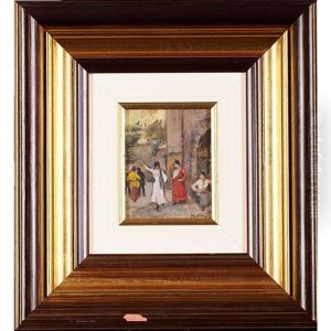 Woman Of Naples In An Archway by Vincenzo Migliaro