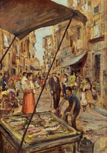 Marktszene In Florenz by Vincenzo Migliaro