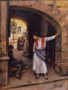 Donna In Un Vicolo by Vincenzo Migliaro