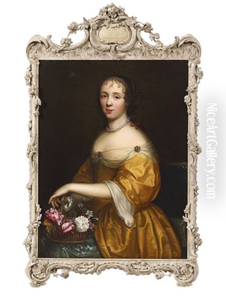 Portrait Of A Lady With A Basket Of Flowers - view 1