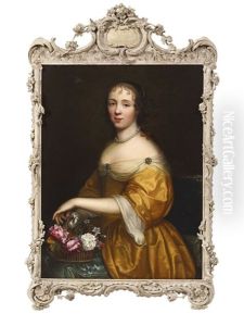 Portrait Of A Lady With A Basket Of Flowers