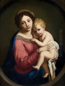 Vierge A L'enfant Dans Un Ovale En Trompe-l'oeil