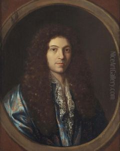 Portrait Of A Gentleman, Traditionally Said To Be Jean-baptiste Lully (1632-1687), Bust-length, In A Goldembroidered Blue Coat, In A Feigned Oval