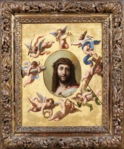 Le Christ Couronne D'epines Entoure D'anges Portant Les Instruments De La Passion