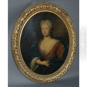 Portrait Of A Noble Woman In A Blue Cloak by Pierre Mignard