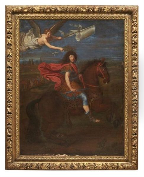 Louis Xiv A Cheval Couronne Par La Victoire - view 1