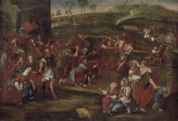 Kreuztragung Christi Mit Simon Von Kyrene, Den Beiden Schachern, Den Frauen Von Jerusalem Und Vielen Weiteren Personen (1684) - view 1
