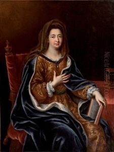 Portrait De Francoise D'aubigne, Marquise De Maintenon (1635 - 1719) En Sainte Francoise Romaine by Pierre Mignard