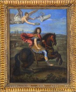 Portrait Equestre De Louis Xiv Couronne Par La Renommee by Pierre Mignard