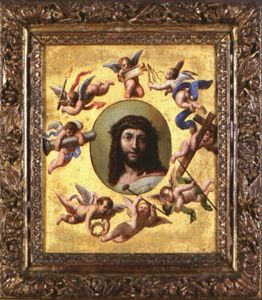 Ecce Homo Entoure D'anges Portant Les Instruments De La Passion Sur Fond D'or by Pierre Mignard
