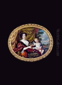 Portrait D'hortense Mancini, Duchesse De Mazarin, Recevant Des Fleurs De L'amour; Vers La Droite, Le Chateau Mignon by Pierre Mignard