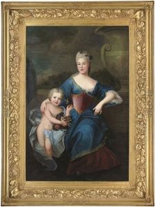 Portrait Of A Lady (madame De La Force?) Dressed As Flora, With A Child As A Putto