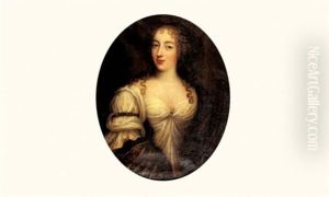 Portrait De Jeune Femme A Robe Blanche by Pierre Mignard