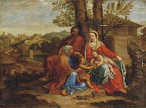 The Holy Family With Saint Elizabeth And The Infant Saint John The Baptist by Pierre Mignard