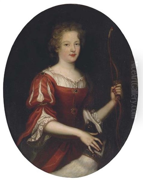Portrait Of A Lady As Diana In A Red Dress - view 1
