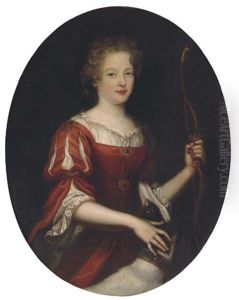 Portrait Of A Lady As Diana  In A Red Dress