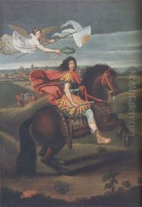 An Equestrian Portrait Of Louis Xiv, Crowned By Victory, Before Maastricht