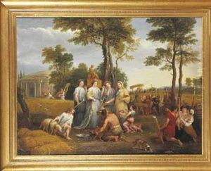 Une Scene D'offrande A Ceres Ou Allegorie De L'ete