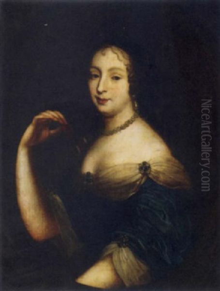 Portrait Of A Lady As Diana In A Blue Dress - view 1