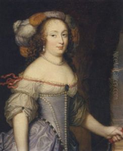Portrait Of The Francoise Athenais De Rochechouart De Mortemart, As Diana, Wearing A Feathered Head-dress And Holding A Bow In Her Left Hand