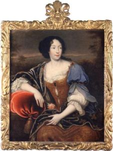 Portrait Of Elisabeth (isabelle) D'orleans, Duchesse De Guise, In A Gold Embroidered Dress, With An Embroidered Blue Wrap
