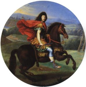 Portrait De Louis Xiv A Cheval by Pierre Mignard