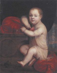 Homo Bulla Est; Portrait Of A Child Blowing A Soap Bubble, A Pink Rose In His Right Hand