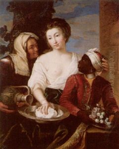 Portrait Of A Lady With A Moorish Page And Maidservant