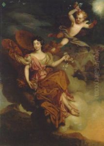 Portrait Of Mademoiselle De La Force As Flora With Putti In A Landscape