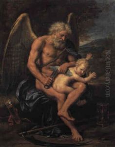 Le Temps Coupant Les Ailes De L'amour by Pierre Mignard