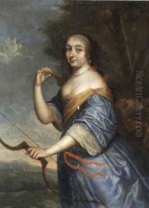 Diana In Blauem Gewand Mit Bogen Und Pfeil