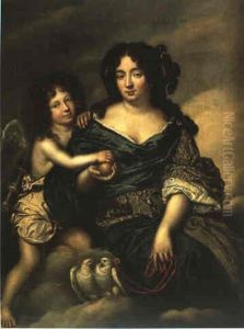 Portrait D'une Jeune Femme En Venus Et De Son Enfant by Pierre Mignard